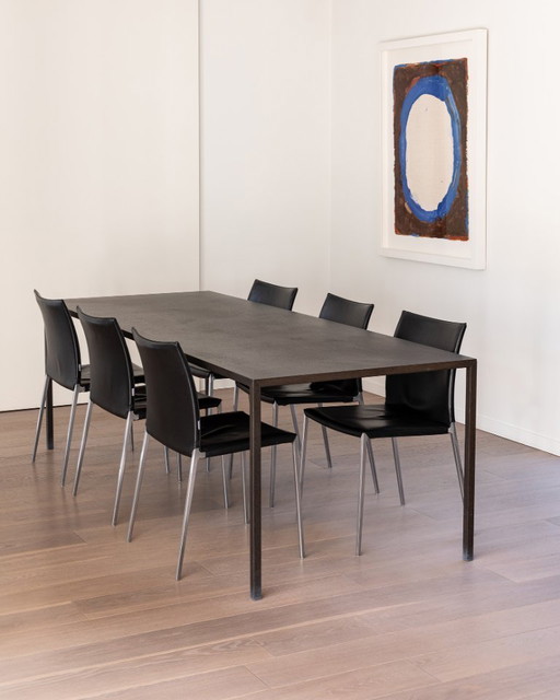 Arco Slim Dining Table in Black Oak