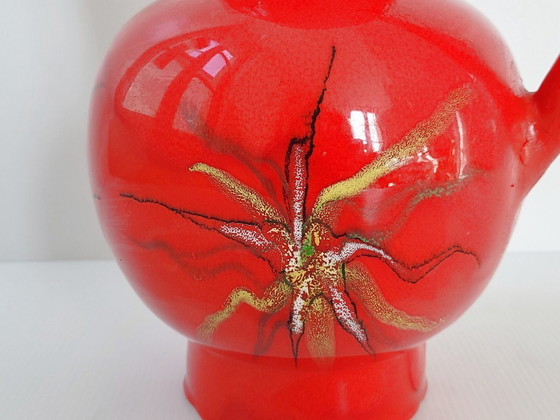 Image 1 of IMPORTANT VINTAGE 1950s RED CERAMIC PITCHER FROM VALLAURIS BY ANDRE BAUD 50S 1950S