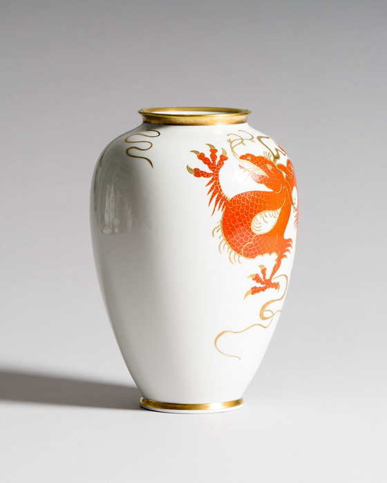 Image 1 of Heinz Schaubach Kunst Vaso di porcellana Ciotola Coperchio-Box Set Dragon Art Déco Jugendstil