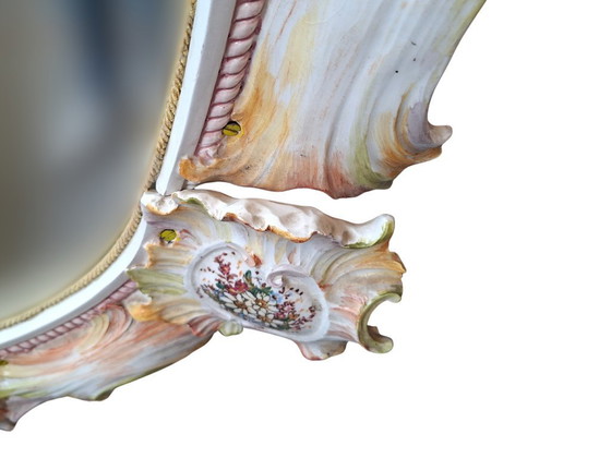 Image 1 of Magnificent Art Mirror in Polychrome Ceramic – Maria Pegoraro for Riccardo Capuzzo Bassano – 1950