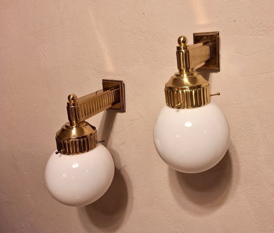 Image 1 of Paire d'appliques murales Astoria en laiton, par Josef Hoffmann, réédition WOKA Vienne