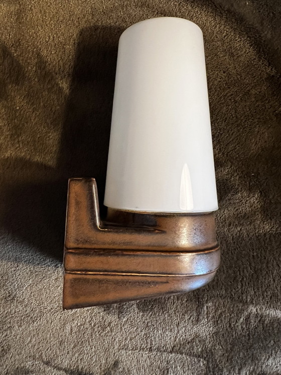 Lampada da parete vintage Ifö modello 6080 in porcellana – Marrone/Vetro opale – Con scatola e dima (photo 11 of 12)