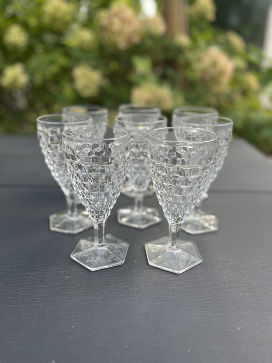 8x vintage Fostoria American glasses rare, Glass & Decanter, Transparent (photo 5 of 6)