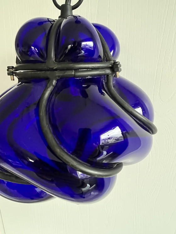 Image 1 of Lampada vetro soffiato blu Murano 