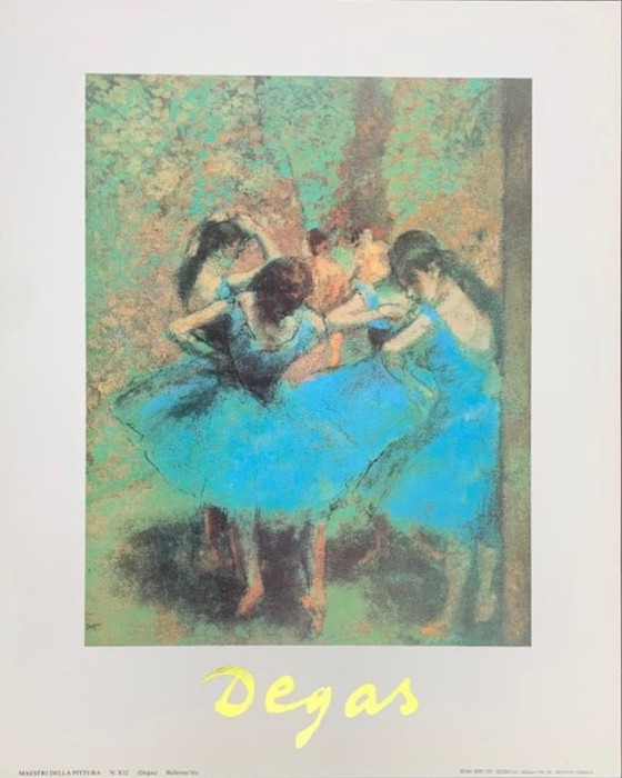 Image 1 of Edgar Degas: "Ballerine blu". Incorniciato professionalmente con una nuova cornice da galleria di alta qualità.