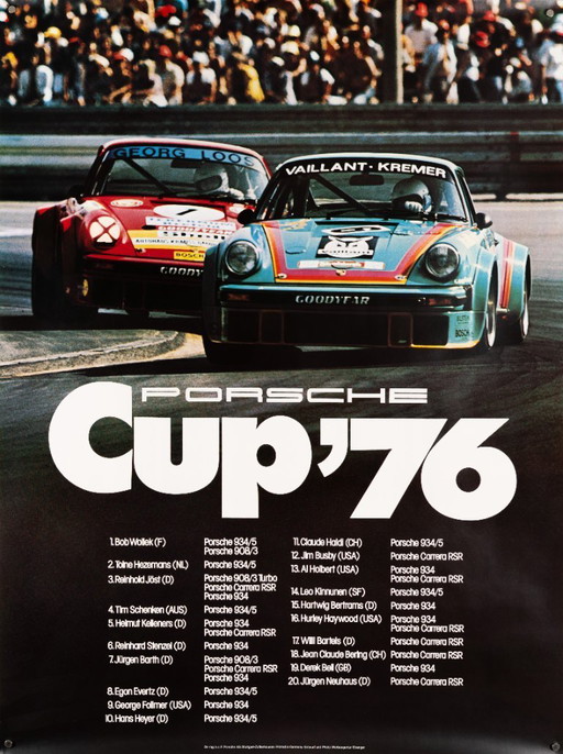 Porsche Cup 1976 – Originele Vintage Porsche Poster van Werbeagentur Strenger – Vintage Motorsport – 102x76 cm