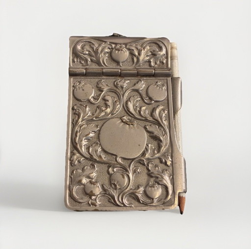 Notebook circa 1900 (Art Nouveau) with antique poppy relief