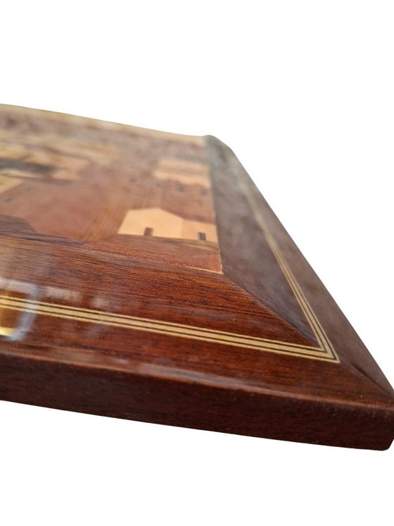 Image 1 of Peinture artisanale en marqueterie de bois représentant le panorama de Florence (dôme de Brunelleschi)