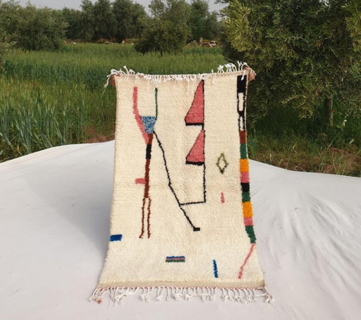 Tapis Marocain Contemporain Fait Main – Stile Berbère 100cmx200cm – vloerkleden en tapijten, Cotton