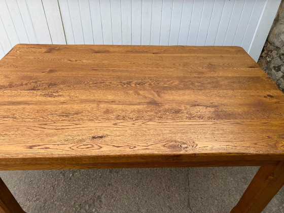 Image 1 of Table de ferme à repas à manger en chêne massif 1950 130x80 h76cm