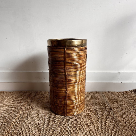 Image 1 of Rotan messing Portaombrelli cestino Vaso Gabriella Crespi Style