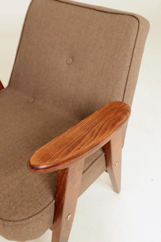 Image 1 of Paire de fauteuils lounge vintage, revêtement taupe chiné confetti, fauteuils rénovés