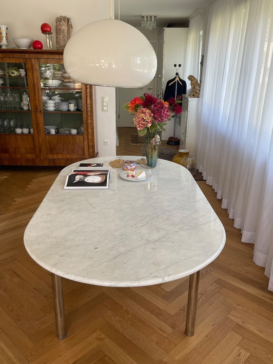 Carrara Marble 1970s Classic – 1979er Carrara Marmor, Dining tables, Chrome (photo 2 of 5)