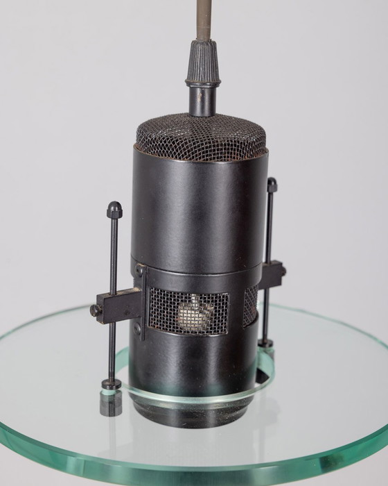 Image 1 of Vintage Hanglamp jaren 80 Metaal Glas Italiaans Design Minimalistisch