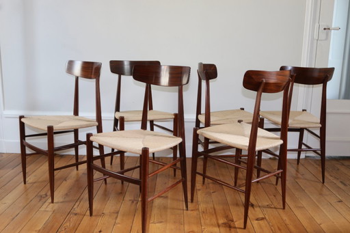 Rare série de 6 chaises vintage corde italienne Eredi Marelli, 1950