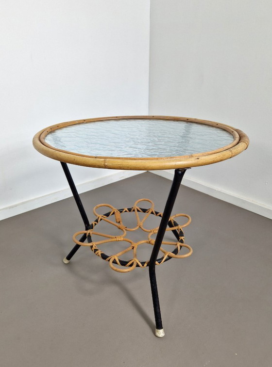 Image 1 of Rohé Noordwolde | Rattan-Beistelltisch | 1960er Jahre