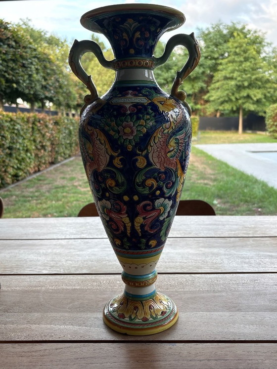Italienische handbemalte Vase aus Deruta – Vasen, Ceramic (photo 6 of 6)
