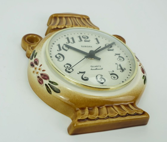 Image 1 of OROLOGIO DA PARETE in ceramica orologio da cucina europa quarzo dipinto a mano ceramica herbolzheimer anni '60-'70