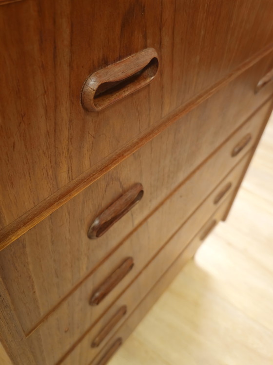 Image 1 of Cassettiera vintage danese a 6 cassetti, mobiletto con cassetti, mobiletto in teak, impiallacciatura in teak.