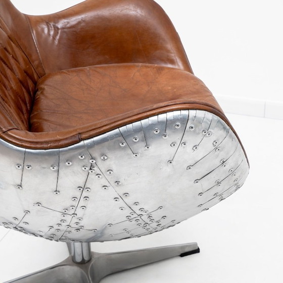Image 1 of Fauteuil œuf Tomcat Aviator Mid-Century, cuir et métal, années 1970