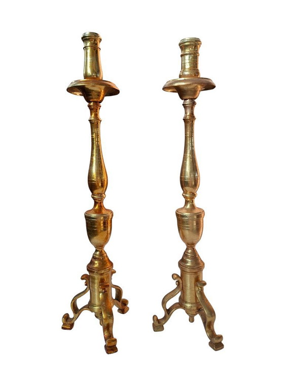 Image 1 of Prestigioso par de candelabros barrocos para altar