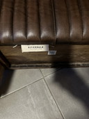 Riverdale leather bench – warm leather & wood