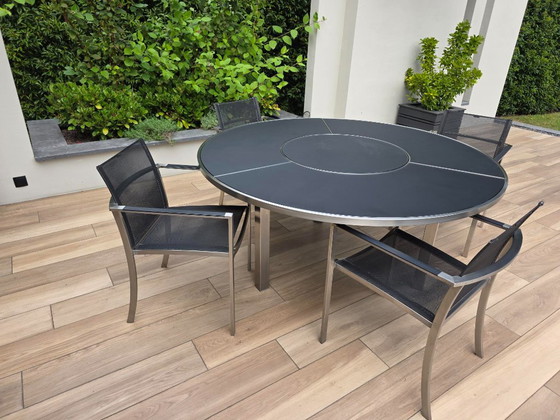 Royal Botania O-Zon Dining Set Ø160 Cm – Lazy Susan + 4 Stoelen – – Royal-Botania, Tuinsets, rvs (photo 2 of 12)