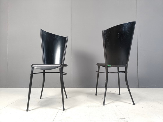 Image 1 of Postmoderne houten eetkamerstoelen, 1980S - set van 4