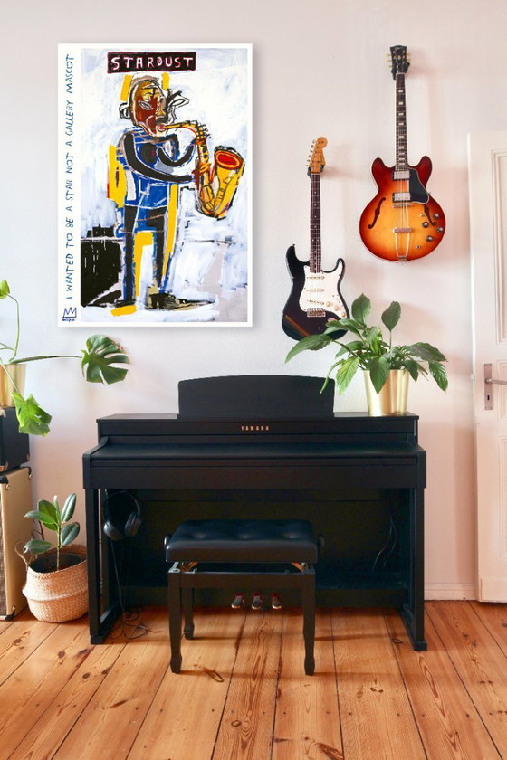 Image 1 of De saxofonist – Sterrenstof – Jean-Michel Basquiat 1983 – Poster A1 = 59,4 x 84,1 cm
