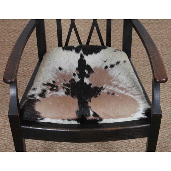 Image 1 of Sedia a ponte in legno e pelle, opera dei primi del XX secolo