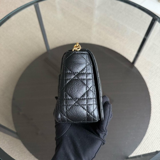 Image 1 of DIOR CARO SMALL - CANNAGE GRAINED CALFSKIN BLACK GOLD HARDWARE