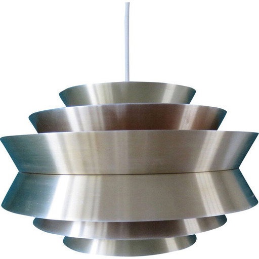 Lampada a sospensione vintage in alluminio di Carl Thore, Svezia 1960