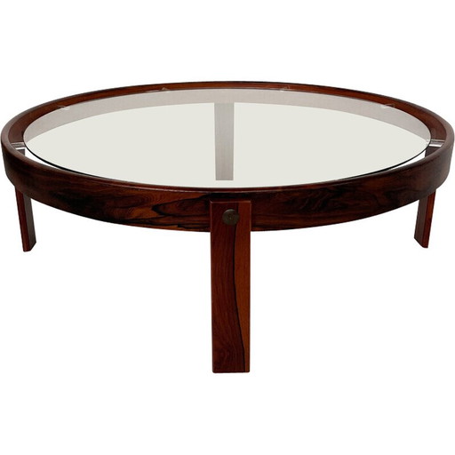 Vintage Couchtisch aus Holz und Glas