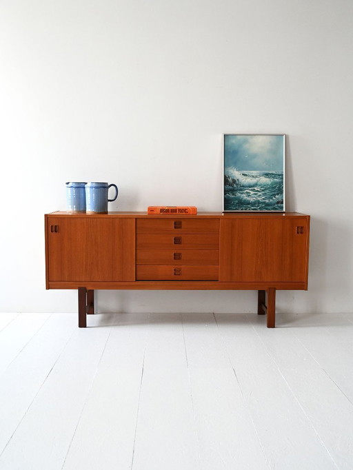 Scandinavisch teakhouten dressoir met lades uit de jaren 60