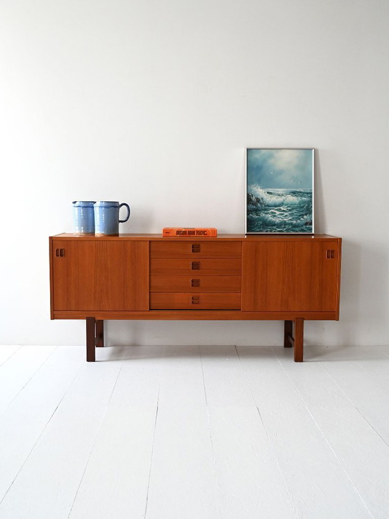 Image 1 of Scandinavisch teakhouten dressoir met lades uit de jaren 60
