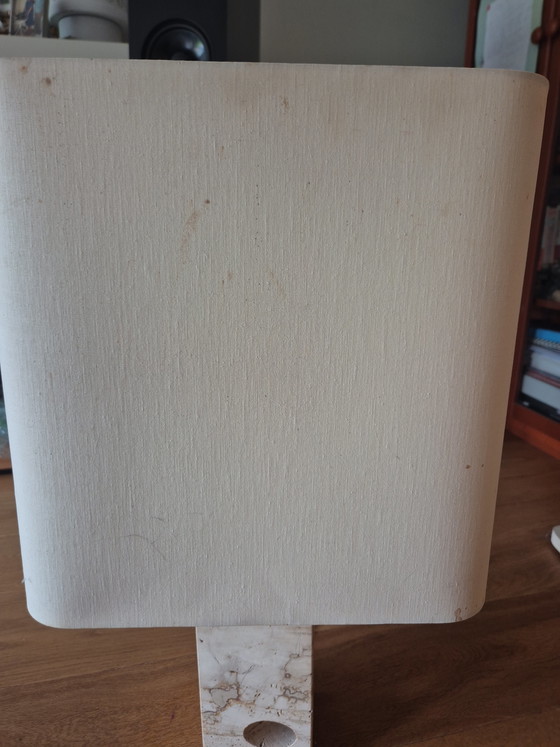 Image 1 of Grande lampe de table en travertin design italien (Fratelli Manelli)