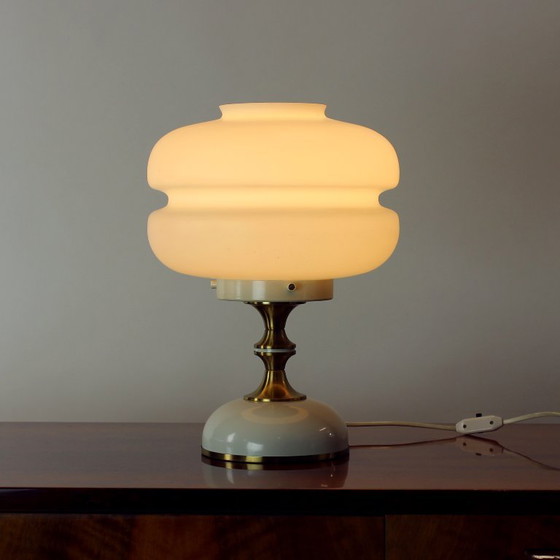 Image 1 of Space Age tafellamp van metaal en glas van Napako, Tsjecho-Slowakije, jaren 70