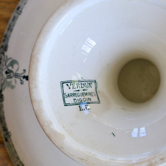 Image 1 of Antique 19th-century ironstone fruit bowl signed Sarreguemines, "Verdun" collection