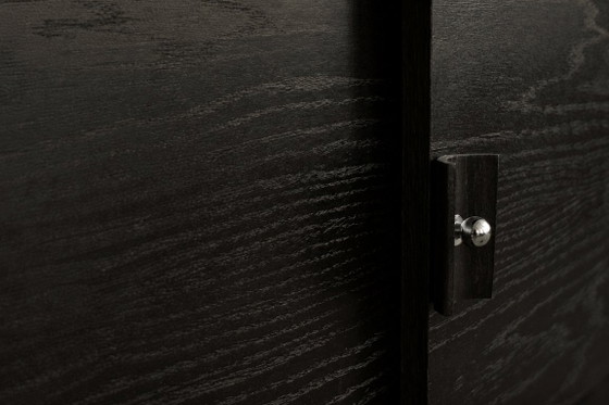 Image 1 of Vintage Mid-Century Modern Scandinavian Dark Oak Sideboard with Wooden & Metal Handles, 1960s