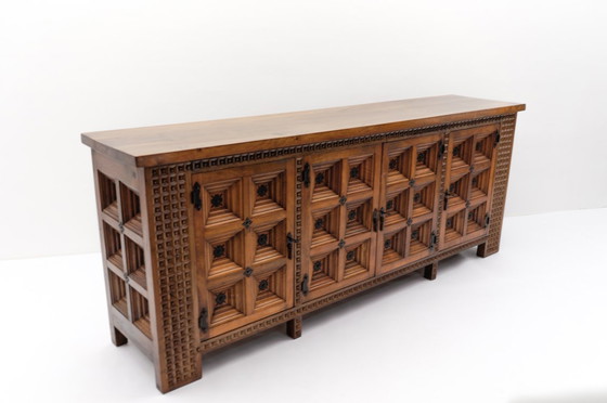 Image 1 of Large Solid Brutalist Rustic 3D Sideboard, 1960s