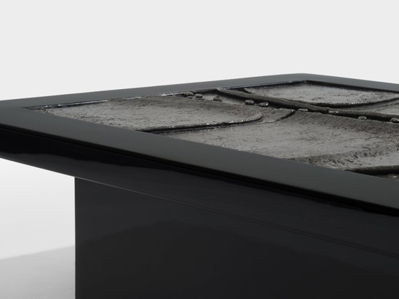 Image 1 of Belgian brutalist ceramic lacquer coffee table Erik Deforce 1977