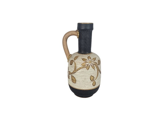 Image 1 of Fratelli Fanciullacci | Sgraffito | ear vase | gilded leaves | 1970s