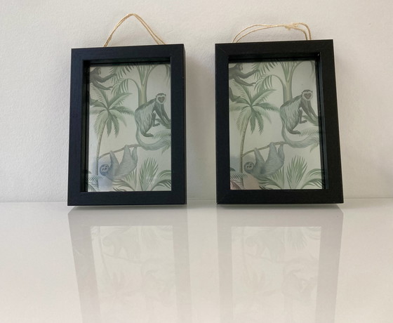 Image 1 of Modernes Diptychon einer Dschungellandschaft auf Glas