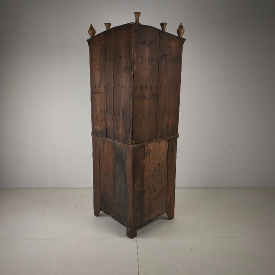 Image 1 of 18th-century Dutch Witwerk cabinet with original key and imitation Delft Blue decoration