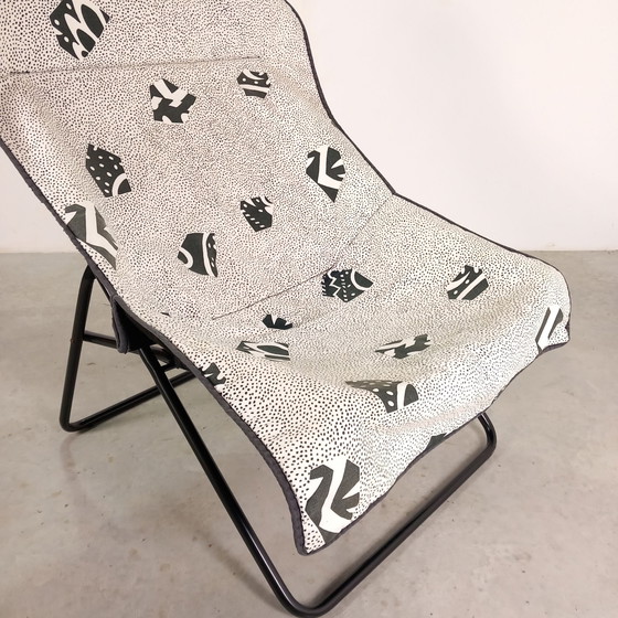 Poltrona vintage IKEA "Lya" / Sedia pieghevole (1987), Design Postmoderno 🌟, Poltrone, polished steel, Tela (foto 3 di 11)