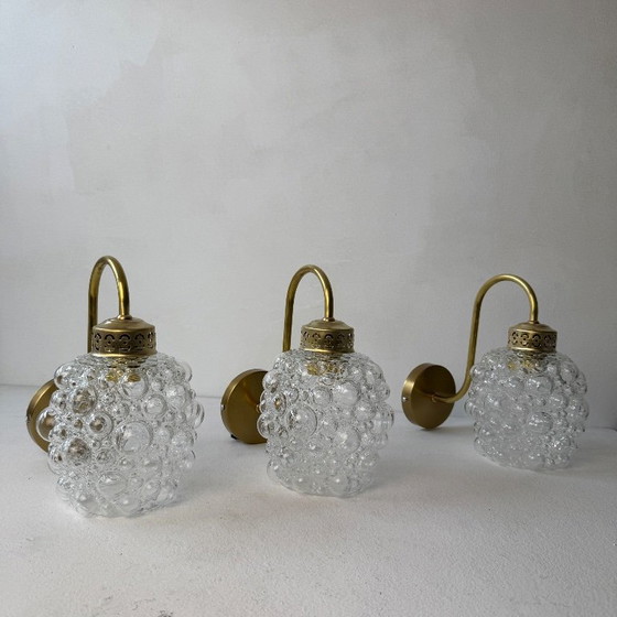 Lot 3 Ancienne Appliques En Verre Bullé Vintage – Appliques murales, Glass (photo 13 of 13)
