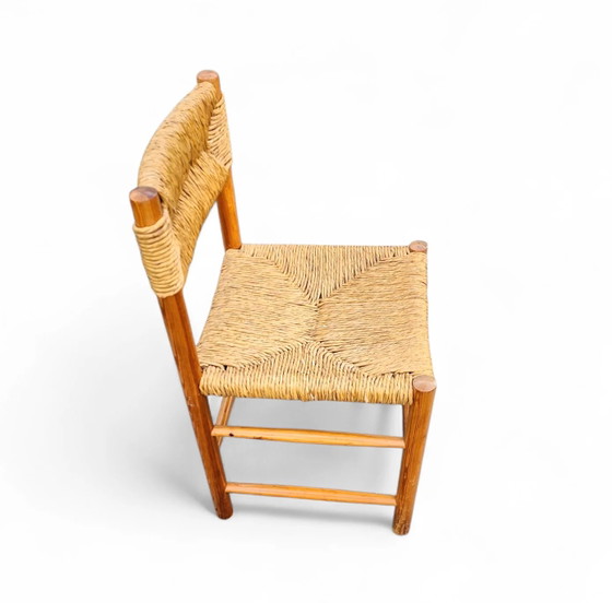 2 x pine wood woven reed dining chairs / France 1950s (photo 7 of 40)