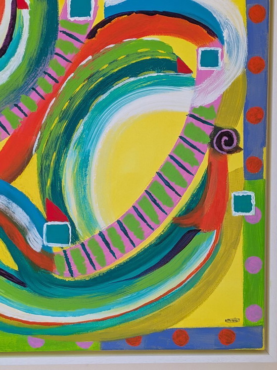 Image 1 of Nigel Waters St Ives Licht und Farbe 2 Acrylgemälde auf Leinwand gerahmt 53x53cm