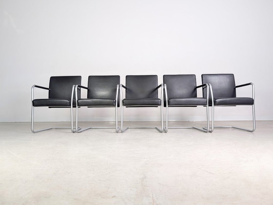 Image 1 of Juego de 5 sillas Walter Knoll Jason Lite 1500, cuero negro