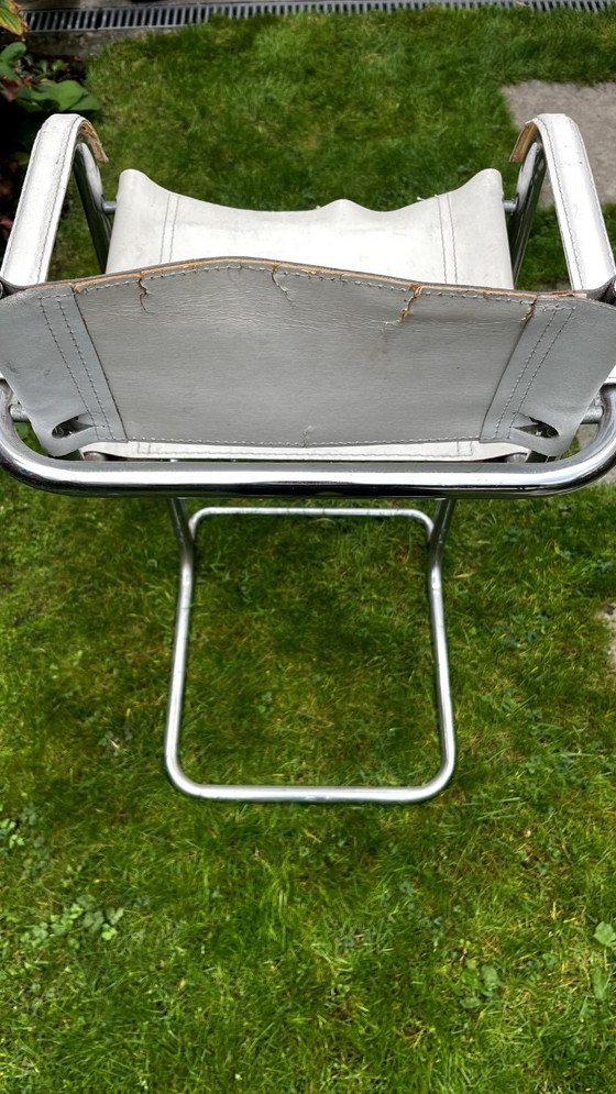 Image 1 of 4 x Tabourets de bar vintage blanc + chrome